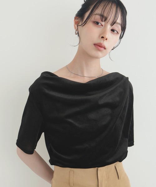 LIAN(リアン)の「シアーベロアドレープトップス(Tシャツ/カットソー・レディース・グレー/ブラック/オフホワイト/ブラウン・FREE)」の16枚目の写真