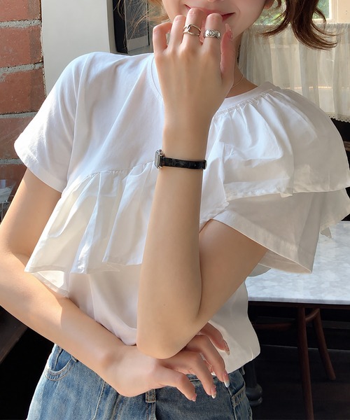 aimoha（アイモハ）の「アシンメトリーフリルTシャツ（Tシャツ/カットソー・レディース・ホワイト・M）」の7枚目の写真