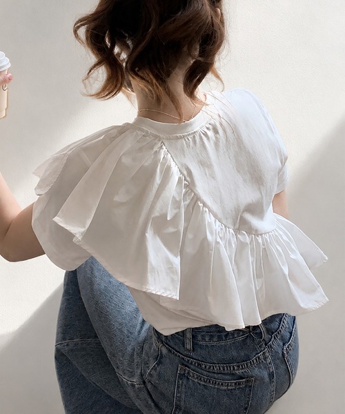 aimoha（アイモハ）の「アシンメトリーフリルTシャツ（Tシャツ/カットソー・レディース・ホワイト・M）」の8枚目の写真