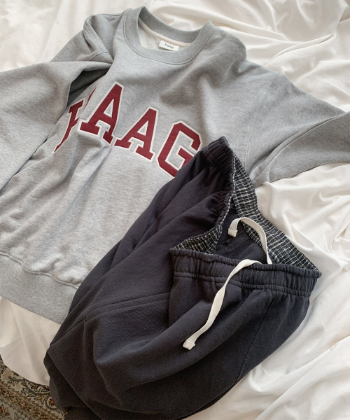 haag(ヘイグ)の「mix single pants (charcoal)(スウェットパンツ・レディース・その他・FREE)」の2枚目の写真