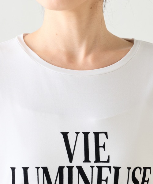 COLLAGE GALLARDAGALANTE(コラージュガリャルダガランテ)の「フロッキーコンパクトロゴTシャツ(Tシャツ/カットソー・レディース・スカイブルー/オフホワイト・FREE)」の6枚目の写真