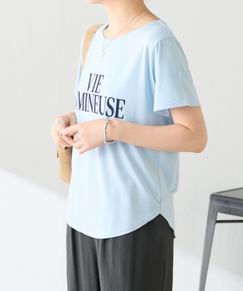 COLLAGE GALLARDAGALANTE(コラージュガリャルダガランテ)の「フロッキーコンパクトロゴTシャツ(Tシャツ/カットソー・レディース・スカイブルー/オフホワイト・FREE)」の16枚目の写真