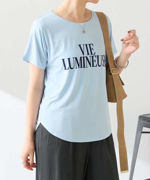 COLLAGE GALLARDAGALANTE(コラージュガリャルダガランテ)の「フロッキーコンパクトロゴTシャツ(Tシャツ/カットソー・レディース・スカイブルー/オフホワイト・FREE)」の13枚目の写真