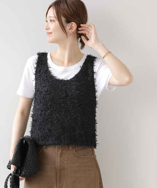 JOURNAL STANDARD relume（ジャーナルスタンダード　レリューム）の「チュールヤーンニットベスト（ベスト・レディース・グレー/ブラック・FREE）」の5枚目の写真
