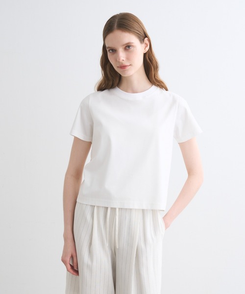 three dots（スリードッツ）の「【unisex】シルケンジャージー ショートスリーブ（Tシャツ/カットソー・レディース・ブルー系その他/ホワイト/ブラック・MEDIUM/LARGE/X-SMALL/SMALL）」の10枚目の写真
