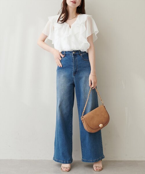 natural couture（ナチュラルクチュール）の「フロントバー付きフリルブラウス（シャツ/ブラウス・レディース・ラベンダー/オフホワイト/その他1/イエロー/ネイビー・FREE）」の15枚目の写真