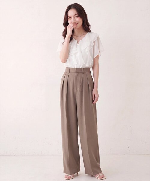 natural couture（ナチュラルクチュール）の「フロントバー付きフリルブラウス（シャツ/ブラウス・レディース・ラベンダー/オフホワイト/その他1/イエロー/ネイビー・FREE）」の18枚目の写真