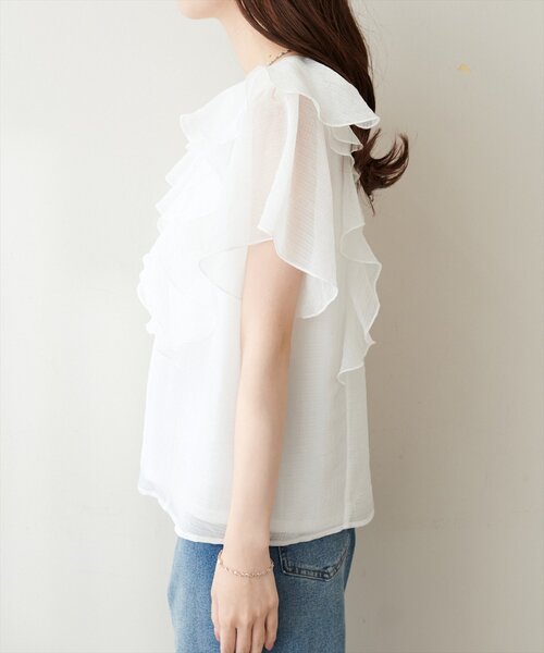 natural couture（ナチュラルクチュール）の「フロントバー付きフリルブラウス（シャツ/ブラウス・レディース・ラベンダー/オフホワイト/その他1/イエロー/ネイビー・FREE）」の21枚目の写真