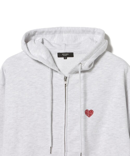 BEAMS HEART(ビームスハート)の「ハートロゴ ワンポイント フルジップパーカー(スウェット・メンズ・グレー/ブラック・SMALL/LARGE/MEDIUM)」の4枚目の写真