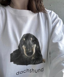 子犬モチーフフォトプリントロンT/長袖Tシャツ
