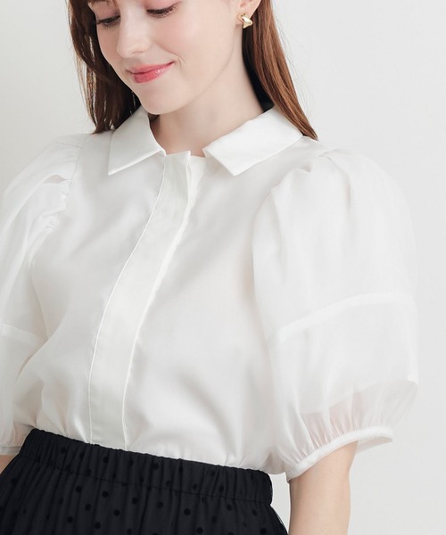 PICCIN PERLA(ピッチンペルラ)の「シフォン重ねブラウス(シャツ/ブラウス・レディース・オフホワイト/ブラック・M)」の2枚目の写真