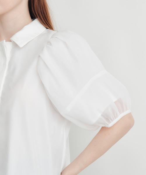 PICCIN PERLA(ピッチンペルラ)の「シフォン重ねブラウス(シャツ/ブラウス・レディース・オフホワイト/ブラック・M)」の8枚目の写真