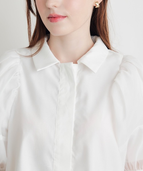 PICCIN PERLA(ピッチンペルラ)の「シフォン重ねブラウス(シャツ/ブラウス・レディース・オフホワイト/ブラック・M)」の6枚目の写真