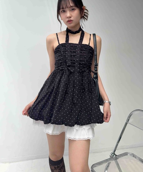 AS KNOW AS plus(アズノゥアズプラス)の「〇チョーカー付き リボンバルーンキャミチュニック(チュニック・レディース・ブラック系/アイボリー系/ホワイト系・FREE)」の16枚目の写真