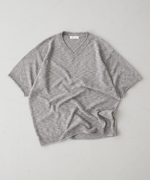 Adoon plain(アドーンプレーン)の「浅Vネック鹿の子ライクT(Tシャツ/カットソー・メンズ・アイボリー/ブラウン/チャコールグレー・LARGE/MEDIUM)」の20枚目の写真
