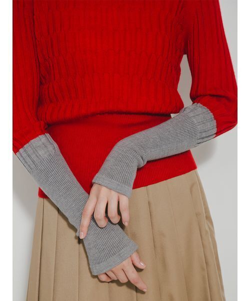 FURFUR（ファーファー）の「〈マシンウォッシャブル〉ロゴ刺繍バイカラーリブニット（ニット/セーター・レディース・チャコールグレー/レッド/ピンク/オフホワイト・F）」の18枚目の写真
