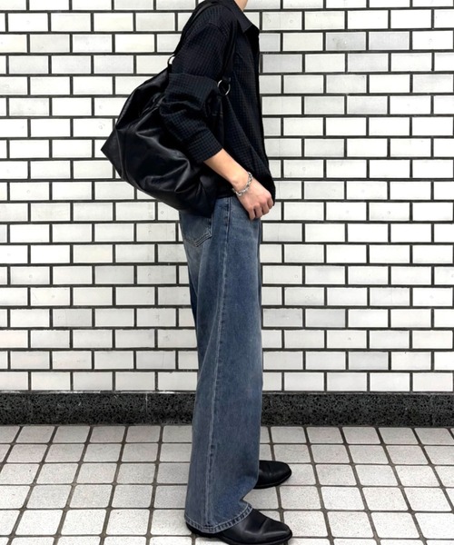 Chikashitsu +(チカシツプラス)の「【Chikashitsu +】washed wide straight denim pants (2color) / 【チカシツプラス】ウォッシュドワイドストレートデニムパンツ<着用動画あり>(デニムパンツ・メンズ・ダークブルー/ライトブルー・S)」の15枚目の写真