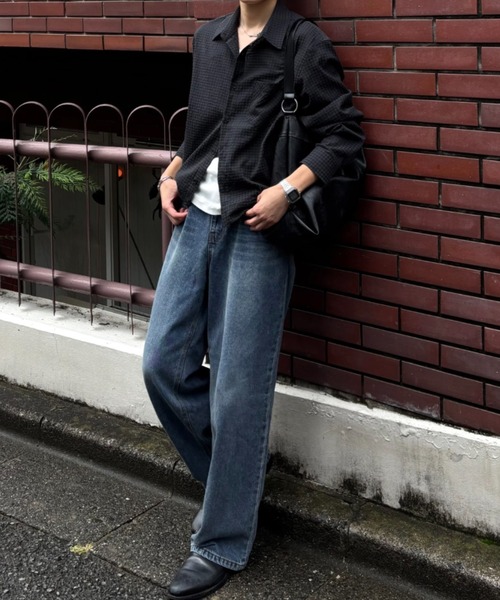 Chikashitsu +(チカシツプラス)の「【Chikashitsu +】washed wide straight denim pants (2color) / 【チカシツプラス】ウォッシュドワイドストレートデニムパンツ<着用動画あり>(デニムパンツ・メンズ・ダークブルー/ライトブルー・S)」の13枚目の写真