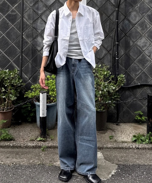 Chikashitsu +(チカシツプラス)の「【Chikashitsu +】washed wide straight denim pants (2color) / 【チカシツプラス】ウォッシュドワイドストレートデニムパンツ<着用動画あり>(デニムパンツ・メンズ・ダークブルー/ライトブルー・S)」の20枚目の写真