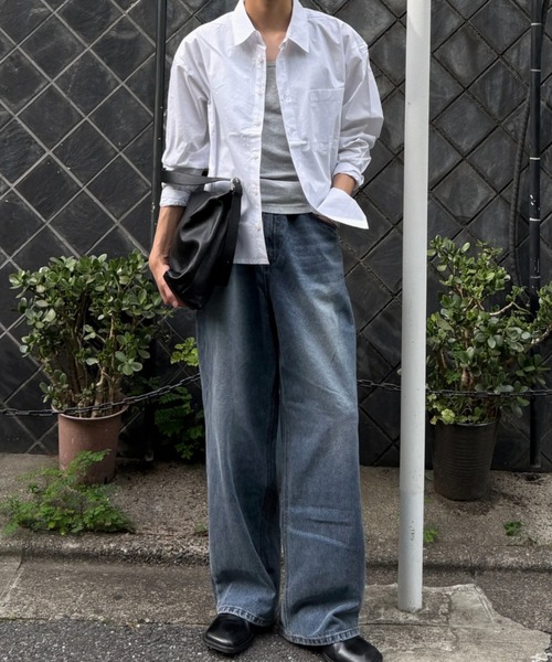 Chikashitsu +(チカシツプラス)の「【Chikashitsu +】washed wide straight denim pants (2color) / 【チカシツプラス】ウォッシュドワイドストレートデニムパンツ<着用動画あり>(デニムパンツ・メンズ・ダークブルー/ライトブルー・S)」の21枚目の写真