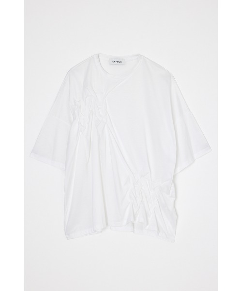 ENFOLD(エンフォルド)の「SMOCKING T-SHIRT(Tシャツ/カットソー・レディース・ブラック/ホワイト・38)」の1枚目の写真