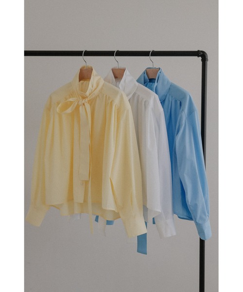 tento（テント）の「Blouse with a ribbon tie（シャツ/ブラウス・レディース・ブルー/ホワイト/イエロー・FREE）」の15枚目の写真