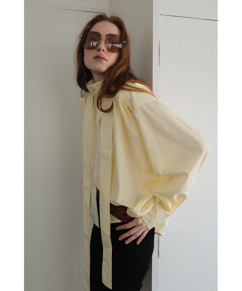 tento（テント）の「Blouse with a ribbon tie（シャツ/ブラウス・レディース・ブルー/ホワイト/イエロー・FREE）」の4枚目の写真