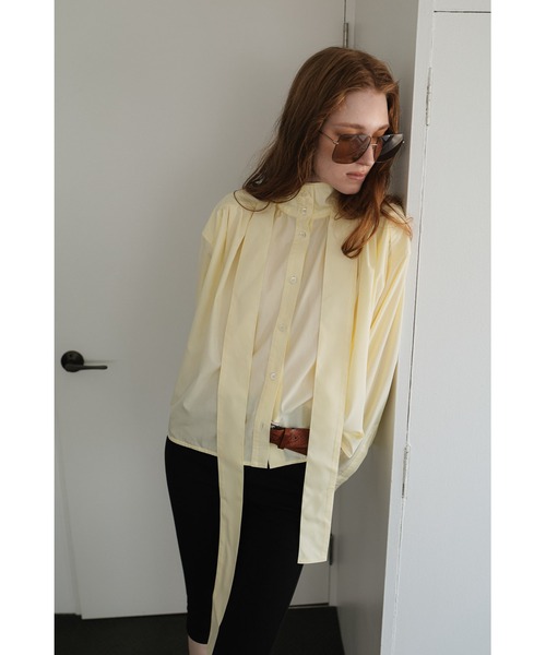 tento（テント）の「Blouse with a ribbon tie（シャツ/ブラウス・レディース・ブルー/ホワイト/イエロー・FREE）」の5枚目の写真