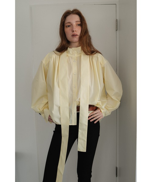 tento（テント）の「Blouse with a ribbon tie（シャツ/ブラウス・レディース・ブルー/ホワイト/イエロー・FREE）」の6枚目の写真