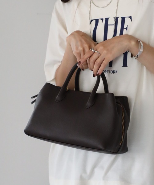 &MARKS(アンドマークス)の「C31【本革・3層収納】2WAYバッグ ショルダーバッグ ハンドバッグ シボレザー(ハンドバッグ・レディース・ブラック/ダークブラウン/グレイッシュベージュ/ブラウン・FREE)」の2枚目の写真