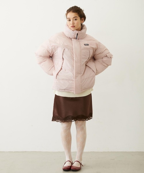 MILKFED.(ミルクフェド)の「OVERSIZED PUFFER JACKET(ダウンジャケット/コート・レディース・ブラック/オフホワイト/ライトピンク・S/M)」の21枚目の写真