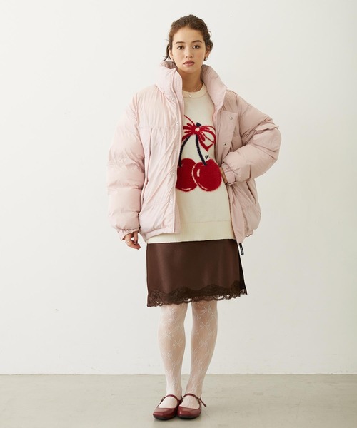 MILKFED.(ミルクフェド)の「OVERSIZED PUFFER JACKET(ダウンジャケット/コート・レディース・ブラック/オフホワイト/ライトピンク・S/M)」の16枚目の写真
