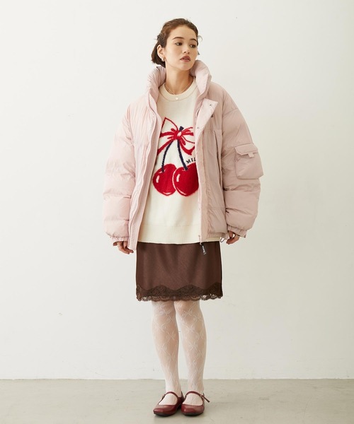 MILKFED.(ミルクフェド)の「OVERSIZED PUFFER JACKET(ダウンジャケット/コート・レディース・ブラック/オフホワイト/ライトピンク・S/M)」の17枚目の写真
