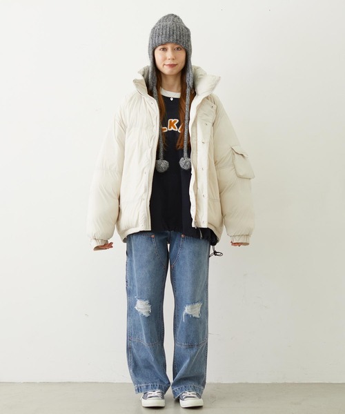 MILKFED.(ミルクフェド)の「OVERSIZED PUFFER JACKET(ダウンジャケット/コート・レディース・ブラック/オフホワイト/ライトピンク・S/M)」の11枚目の写真