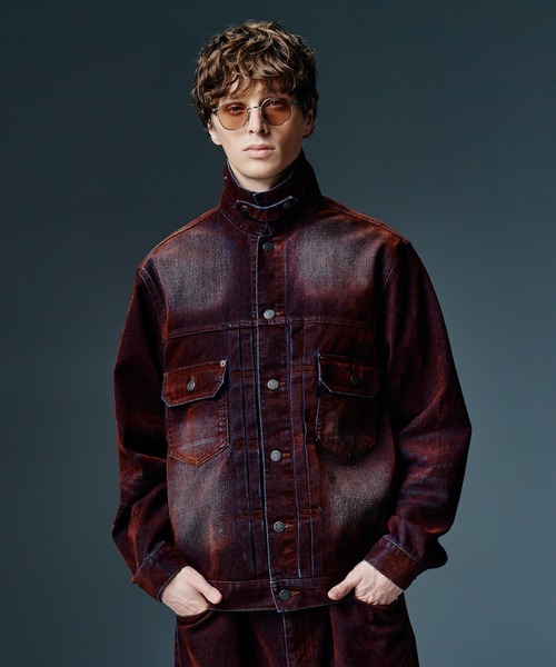 glamb(グラム)の「Gloss Flockey Denim Jacket / グロスフロッキーデニムジャケット(デニムジャケット・メンズ・ブラック/ワイン・M/S/L)」の10枚目の写真