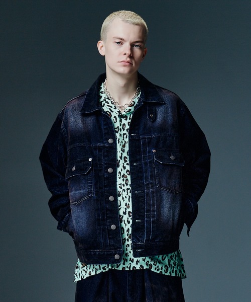 glamb(グラム)の「Gloss Flockey Denim Jacket / グロスフロッキーデニムジャケット(デニムジャケット・メンズ・ブラック/ワイン・M/S/L)」の11枚目の写真