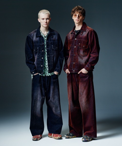glamb(グラム)の「Gloss Flockey Denim Jacket / グロスフロッキーデニムジャケット(デニムジャケット・メンズ・ブラック/ワイン・M/S/L)」の3枚目の写真