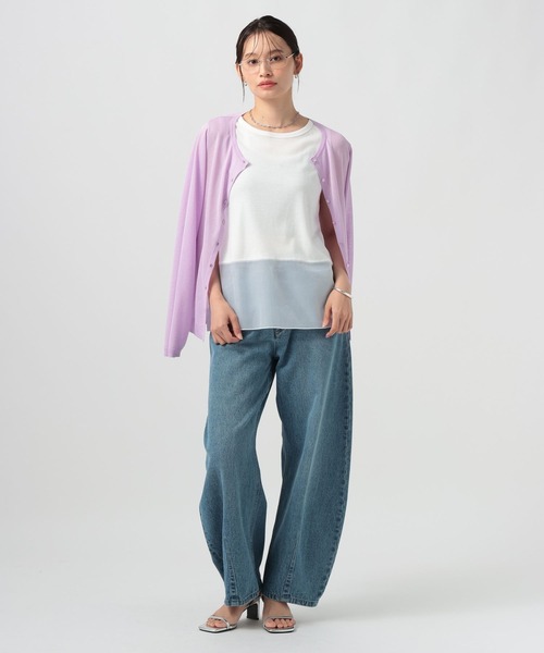 BAYFLOW(ベイフロー)の「シアーヘムノースリーブプルオーバー(Tシャツ/カットソー・レディース・ホワイト/オフホワイト/ブラック・FREE)」の4枚目の写真