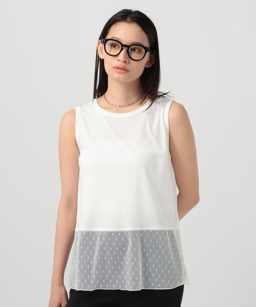 BAYFLOW(ベイフロー)の「シアーヘムノースリーブプルオーバー(Tシャツ/カットソー・レディース・ホワイト/オフホワイト/ブラック・FREE)」の14枚目の写真