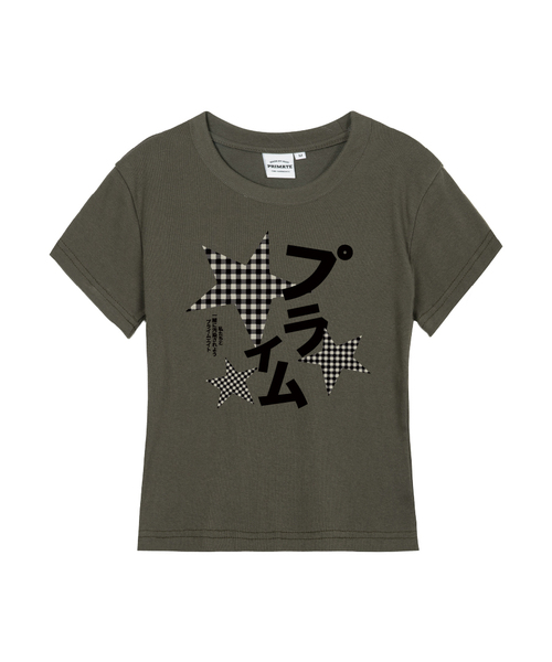 PRIMATE（プライメイト）の「CHECK MILKY レディース スリムフィット 半袖Tシャツ 6 COLORS（Tシャツ/カットソー・レディース・ブラック×レッド/ブラック/クリーム/ホワイト/チャコール/カーキ・MEDIUM/SMALL/LARGE）」の6枚目の写真