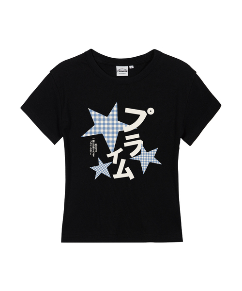 PRIMATE（プライメイト）の「CHECK MILKY レディース スリムフィット 半袖Tシャツ 6 COLORS（Tシャツ/カットソー・レディース・ブラック×レッド/ブラック/クリーム/ホワイト/チャコール/カーキ・MEDIUM/SMALL/LARGE）」の2枚目の写真