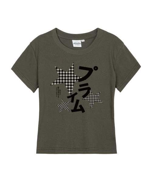 PRIMATE（プライメイト）の「CHECK MILKY レディース スリムフィット 半袖Tシャツ 6 COLORS（Tシャツ/カットソー・レディース・ブラック×レッド/ブラック/クリーム/ホワイト/チャコール/カーキ・MEDIUM/SMALL/LARGE）」の8枚目の写真