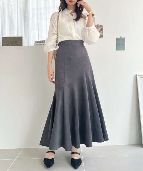 Eclat one(エクラワン)の「【美シルエット】フェイクスエード切替えマーメイドスカート(スカート・レディース・チャコールグレー/ブラウン/アイボリー・FREE)」の22枚目の写真