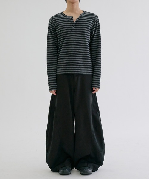 EPNK（イーピーエヌケー）の「Assorted border long sleeve henly tee / アソートボーダーロングスリーブヘンリーT（Tシャツ/カットソー・メンズ・カーキ/ブラック/ブラック系・MEDIUM/SMALL/LARGE）」の18枚目の写真