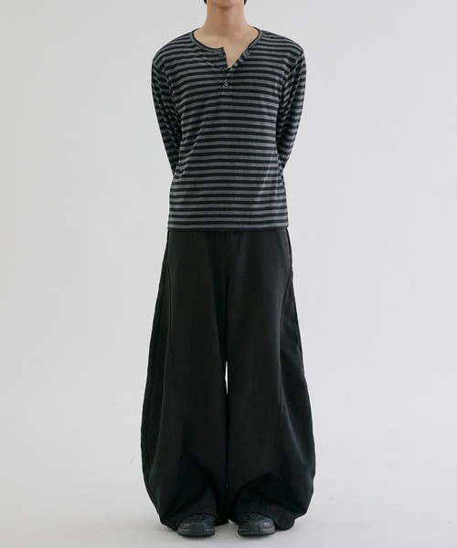 EPNK（イーピーエヌケー）の「Assorted border long sleeve henly tee / アソートボーダーロングスリーブヘンリーT（Tシャツ/カットソー・メンズ・カーキ/ブラック/ブラック系・MEDIUM/SMALL/LARGE）」の19枚目の写真