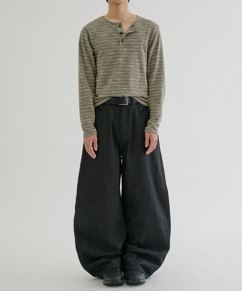 EPNK（イーピーエヌケー）の「Assorted border long sleeve henly tee / アソートボーダーロングスリーブヘンリーT（Tシャツ/カットソー・メンズ・カーキ/ブラック/ブラック系・MEDIUM/SMALL/LARGE）」の11枚目の写真