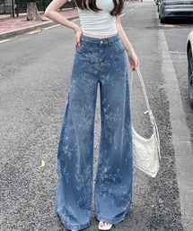 予約商品】パンツ（ブルー・ネイビー/青色系・花柄・ボタニカル柄