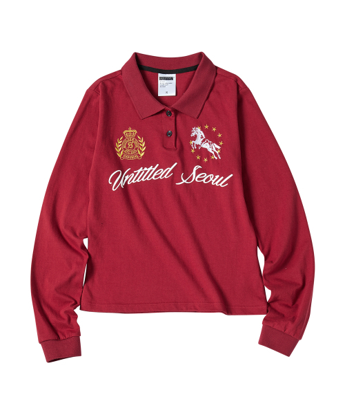 UNTITLED SEOUL(アンタイトル ソウル)の「アンタイトルクレストポロロングスリーブバーガンディ(ポロシャツ・レディース・その他・LARGE/MEDIUM/SMALL)」の3枚目の写真