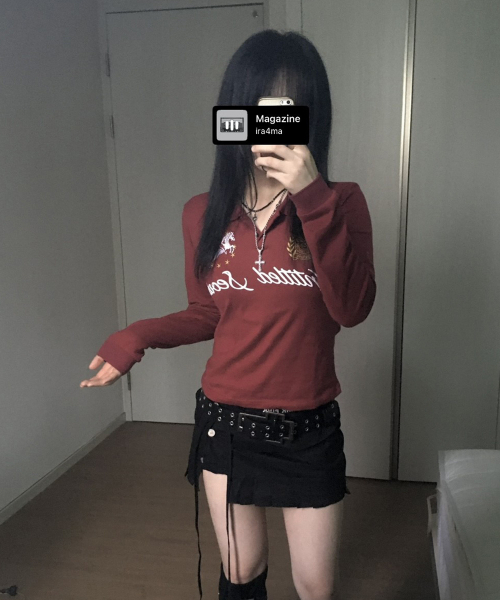 UNTITLED SEOUL(アンタイトル ソウル)の「アンタイトルクレストポロロングスリーブバーガンディ(ポロシャツ・レディース・その他・LARGE/MEDIUM/SMALL)」の5枚目の写真