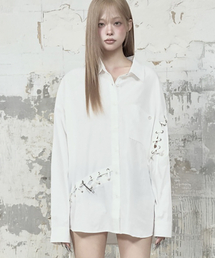 Eyelet Point Oversized Shirt (White)